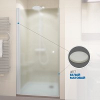 Душевая дверь в нишу Kubele DE020 DE020D601-MAT-WTMT- 85х200 85, профиль белый матовый, стекло матовое