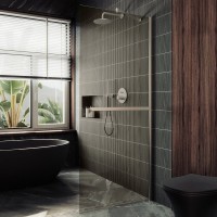 Душевая перегородка Maybahglass MGD-1459-5ш 99 см, профиль хром матовый, стекло бронза