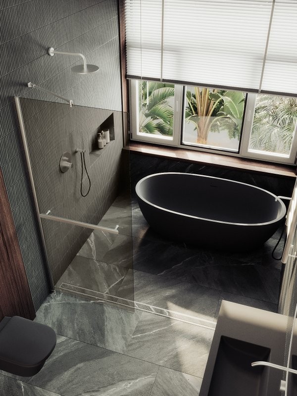 Душевая перегородка Maybahglass MGD-1459-5ш 99 см, профиль хром матовый, стекло бронза