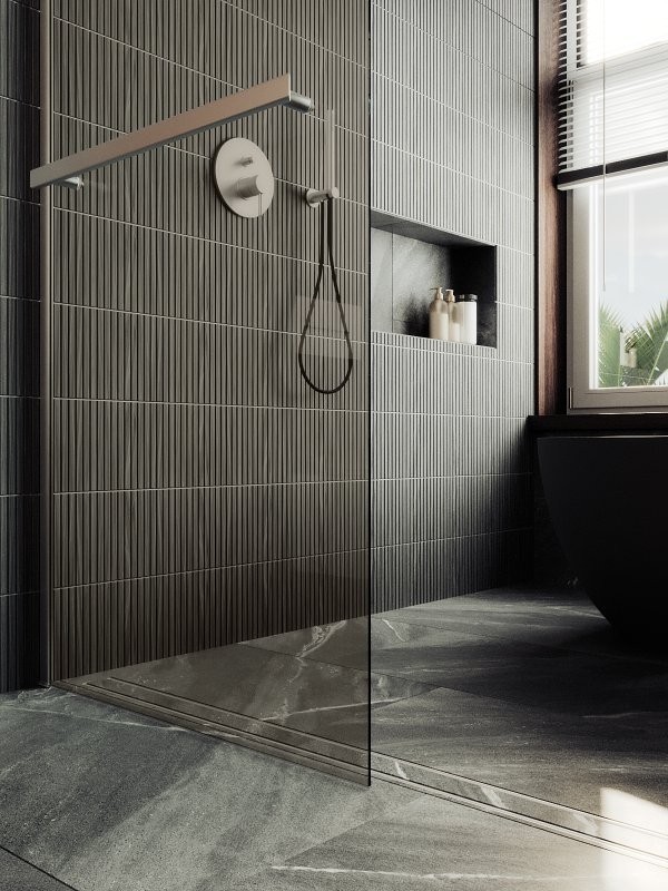 Душевая перегородка Maybahglass MGD-1459-5ш 99 см, профиль хром матовый, стекло бронза