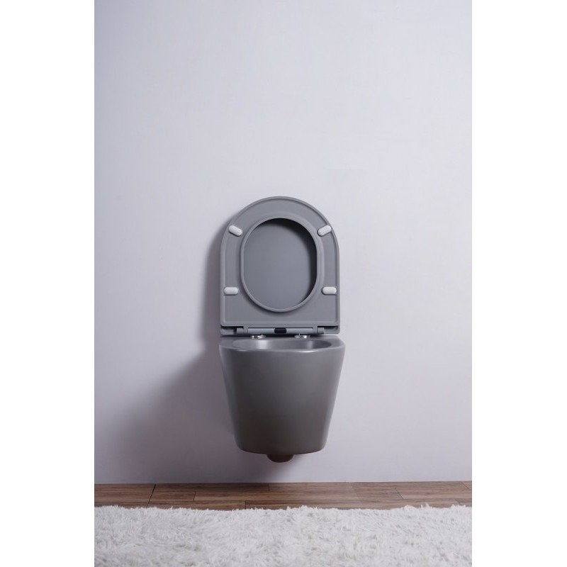 Комплект 3 в 1 Унитаз подвесной Esbano Azalea ESUPAZALGM + Инсталляция Fram + Кнопка ESINMTP21ST цвет сатин