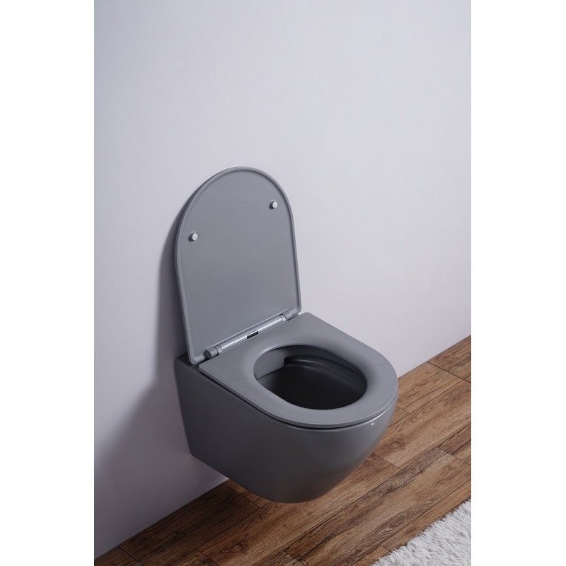 Комплект 3 в 1 Унитаз подвесной Esbano Azalea ESUPAZALGM + Инсталляция Fram + Кнопка ESINMTP21ST цвет сатин