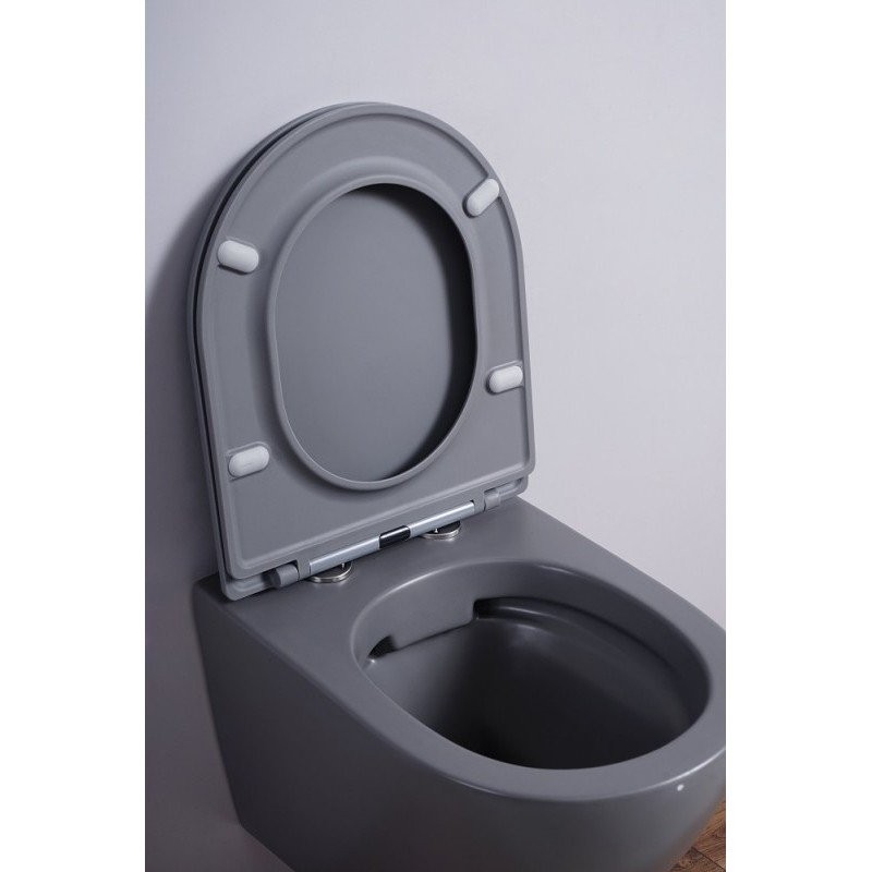 Комплект 3 в 1 Унитаз подвесной Esbano Azalea ESUPAZALGM + Инсталляция Fram + Кнопка ESINMTP21ST цвет сатин