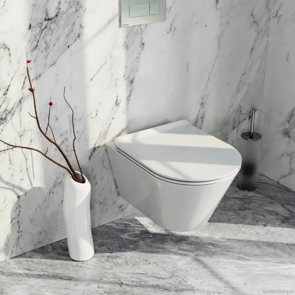 Унитаз подвесной KERAMA MARAZZI Plaza Modern PLMR.wc.02 безободковый, с микролифтом