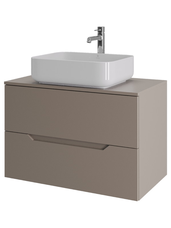 Мебель для ванной комнаты Orange Line 80 подвесная, 2 ящика, матовый латте с раковиной B05-500W