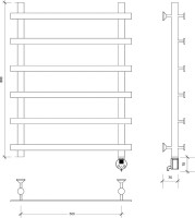 Полотенцесушитель электрический Secado Понтида 1, R 80x60 см, подключение справа, матовый черный, лесенка