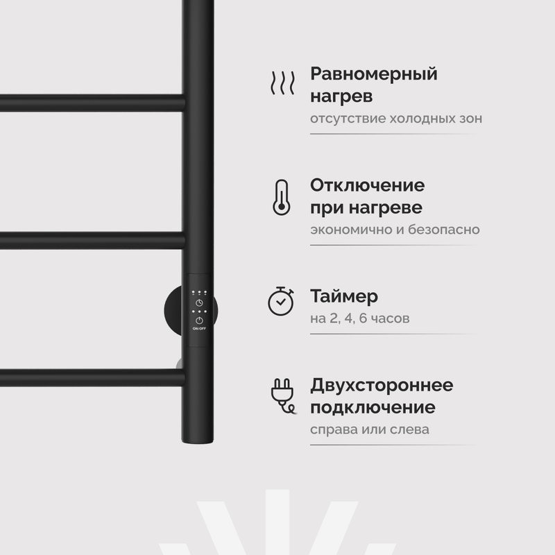 Полотенцесушитель электрический EWRIKA Сафо П 80х50, черный