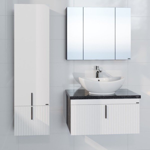 Мебель для ванной комнаты СаНта Юпитер 80 подвесная, 2 ящика, темная