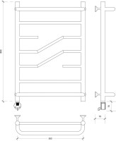 Полотенцесушитель электрический Secado Риволи СП 80x50 см, подключение слева, матовый черный, лесенка