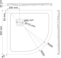 Поддон для душа Wasserkraft Neime 19T01 90x90, с сифоном