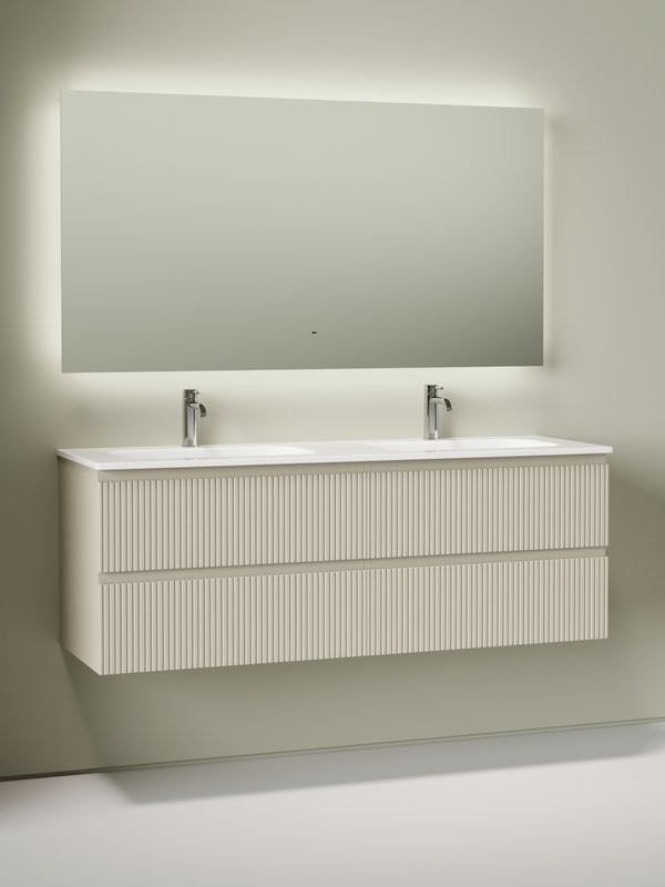 Комплект Тумба для комплекта Sancos Snob T 70, beige soft 2 шт + Мебельная раковина Ceramicanova Grace CN7022 + Донный клапан для раковины Ceramicanova CN2000 2 шт+ Смеситель Sancos Etna, хром, SC9001CH 2 шт + Зеркало для ванной комнаты Sancos Square 1400