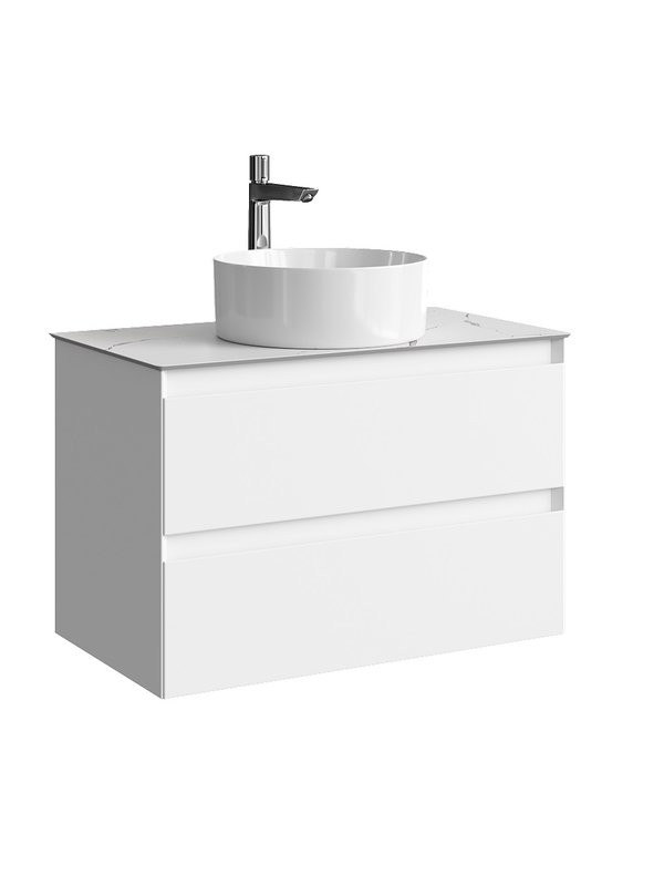 Тумба под раковину со столешницей Aqwella 5 stars Geometria 80 2 ящика, белая, столешница мрамор белый