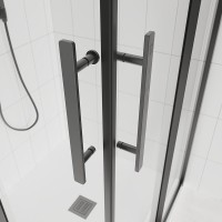 Душевой уголок Veconi Evo 300 GR 120х80 см, профиль брашированный графит, стекло прозрачное