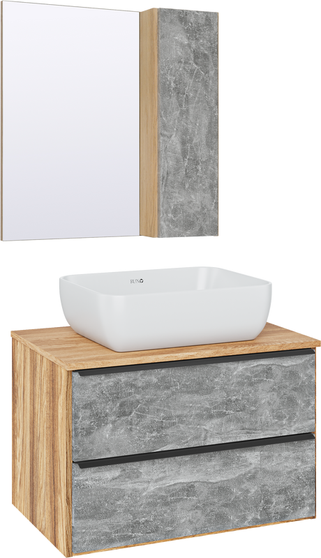 Мебель для ванной комнаты Runo Мальта 70 дуб, серая, раковина Cuatro 50