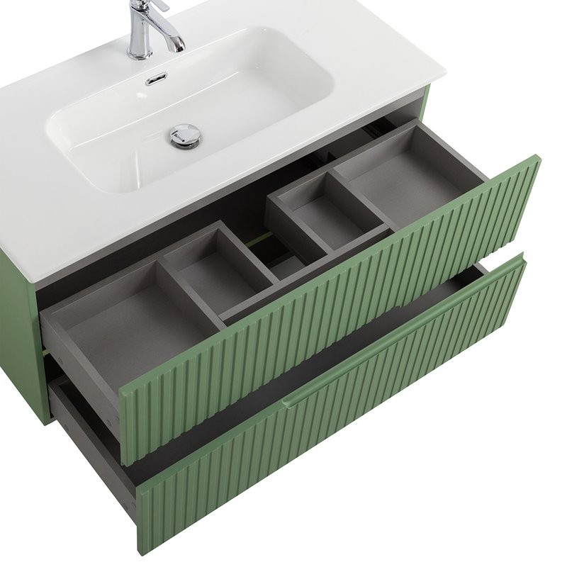 Мебель для ванной комнаты Cezares Duet 100 фисташковый софт, раковина Cezares CZR-8095-100