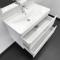 Тумба с раковиной Comforty Ангара 90П подвесная, матовая белая