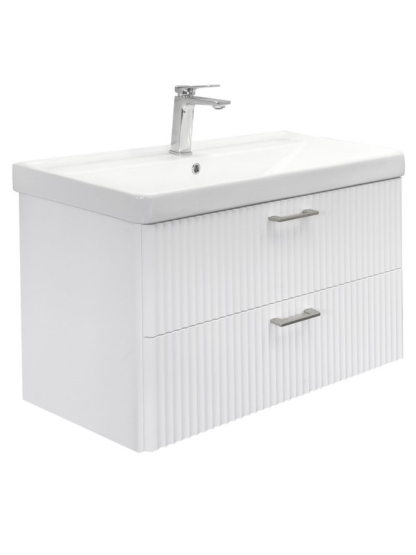 Тумба с раковиной Comforty Ангара 90П подвесная, матовая белая