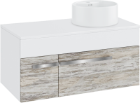 Тумба с раковиной Runo Вудлайн 100 подвесная, скандинавский дуб, раковина Sole 40