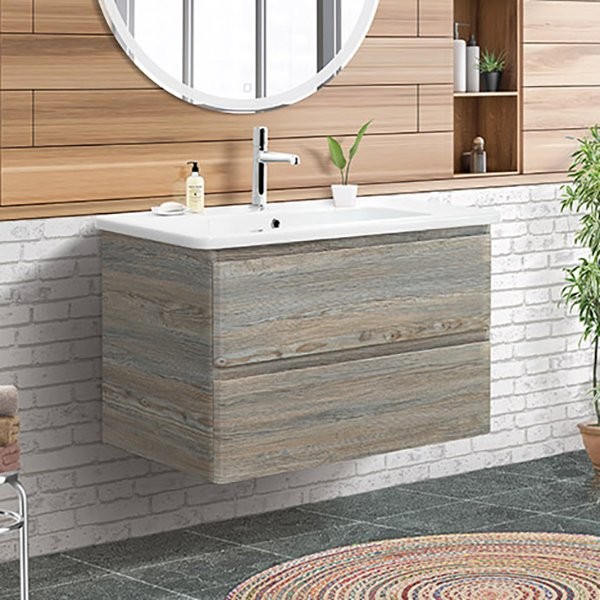 Тумба под раковину BelBagno Albano-Cer 80 подвесная, pino scania