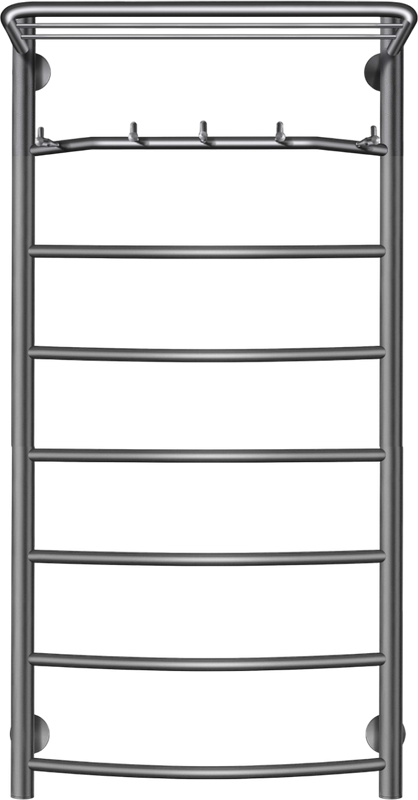 Полотенцесушитель водяной Secado Милан 1 КСП 100x55 см, графит, лесенка, с полкой