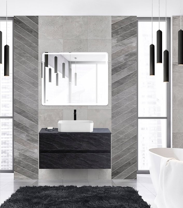 Тумба с раковиной Cezares Molveno 46 100 antracite, со столешницей