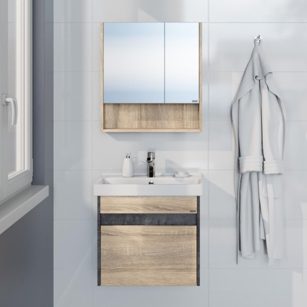 Мебель для ванной комнаты СаНта Мира 60 подвесная, 1 ящик, янтарная