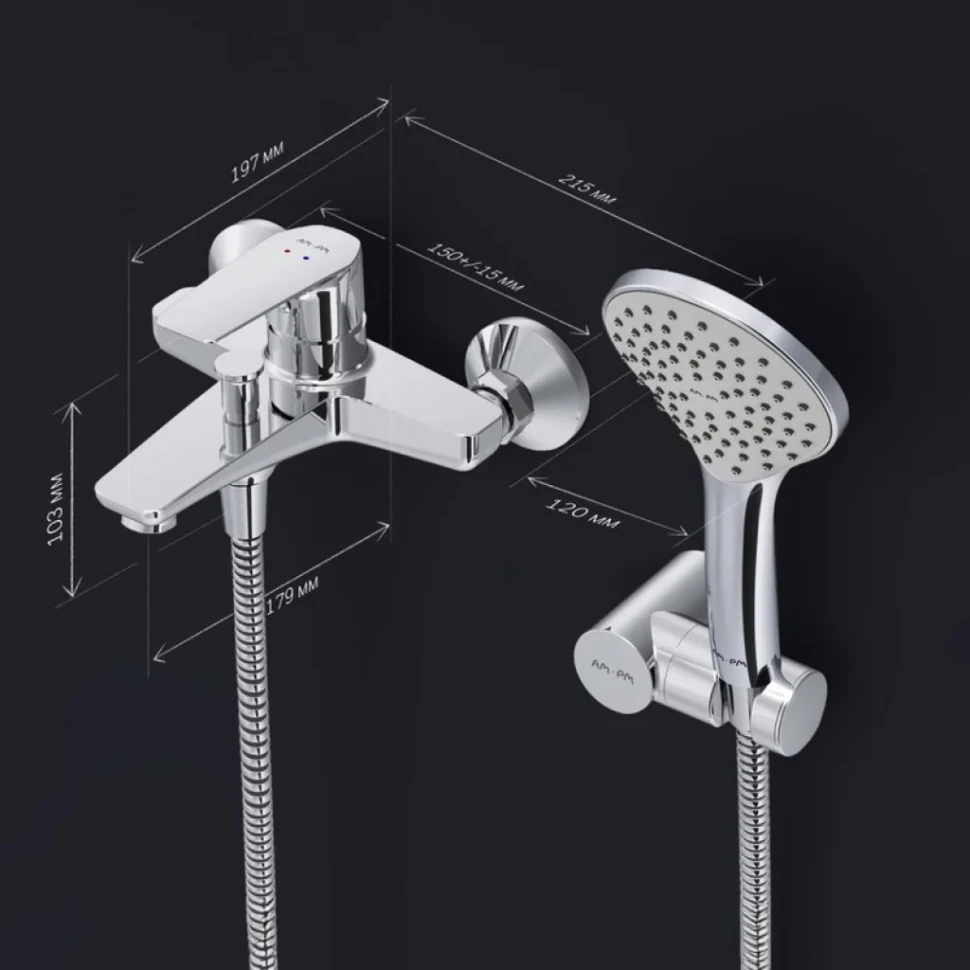 Смеситель для ванны с душем AM.PM Gem F90A15000