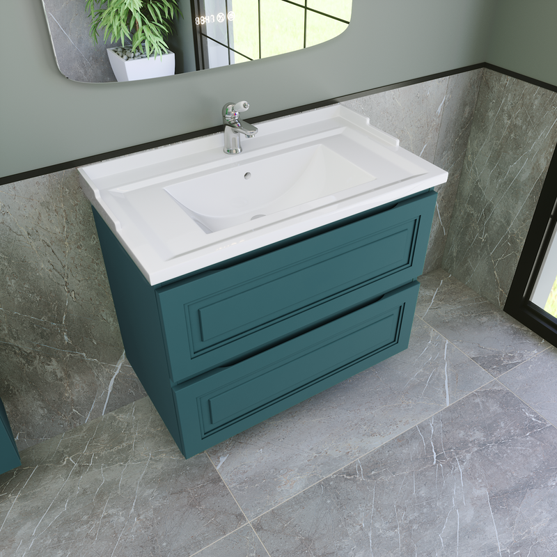 Тумба с раковиной Caprigo Wales 80 изумрудно-бирюзовая