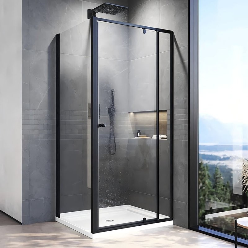 Душевой уголок Veconi Rovigo RV-026B 120х100 см, профиль матовый черный, стекло прозрачное