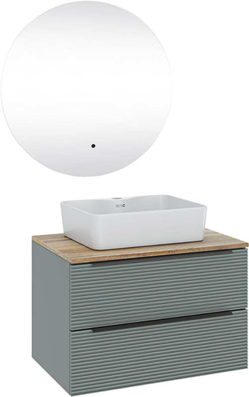 Мебель для ванной комнаты Runo Орлеан 70 зеленая, дуб натуральный, раковина Lavello 50