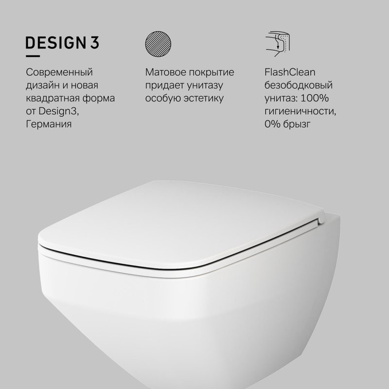 Унитаз подвесной AM.PM Inspire V2.0 FlashClean с микролифтом, белый матовый