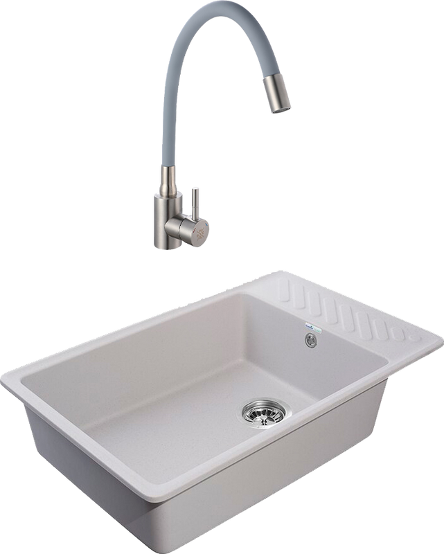 Комплект Мойка GranFest Quarz Z 51 серая + Смеситель РМС Sus124gy SUS124GY-016F серый, сталь