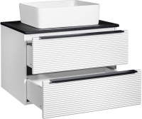 Мебель для ванной комнаты Runo Орлеан 70 белая матовая, черная, раковина Tre 50