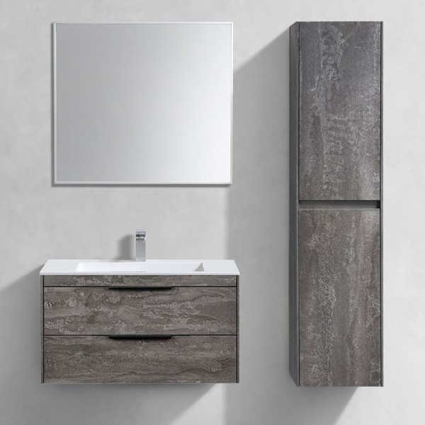 Мебель для ванной комнаты Vincea Chiara 2D 80, 2 ящика, темный дуб, с белой раковиной