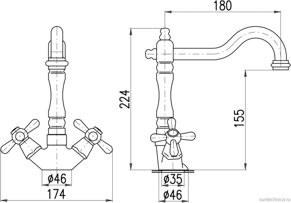 Смеситель для раковины Rav Slezak Morava retro MK321.5/8B белый