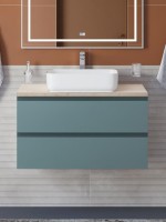 Тумба под раковину со столешницей BelBagno Kraft 90 подвесная, матовая голубая, столешница kep-90-mco