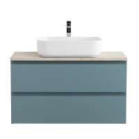 Тумба под раковину со столешницей BelBagno Kraft 90 подвесная, матовая голубая, столешница kep-90-mco