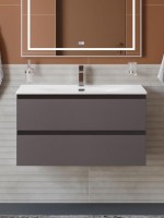 Тумба с раковиной BelBagno Kraft 80 подвесная, матовая темно-серая, раковина bb-8099-80