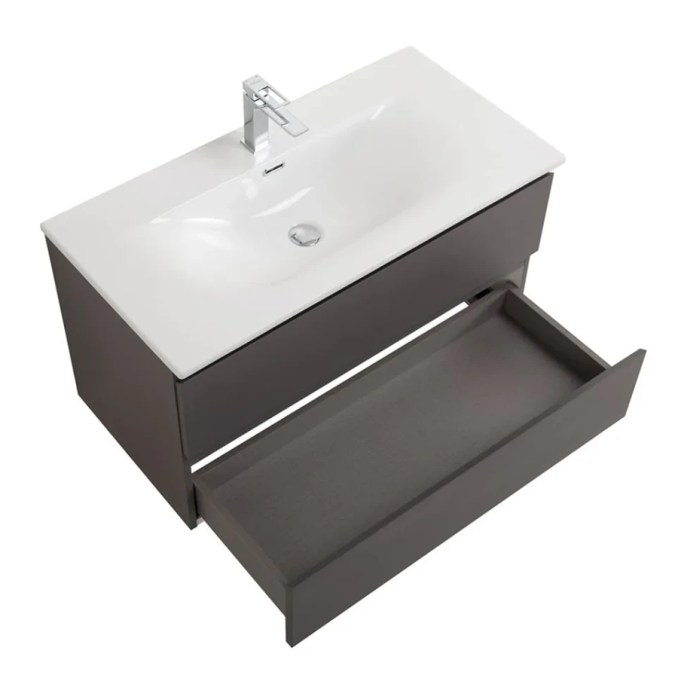 Тумба с раковиной BelBagno Kraft 80 подвесная, матовая темно-серая, раковина bb-8099-80