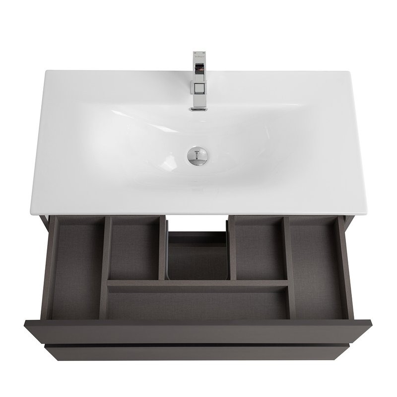Тумба с раковиной BelBagno Kraft 80 подвесная, матовая темно-серая, раковина bb-8099-80