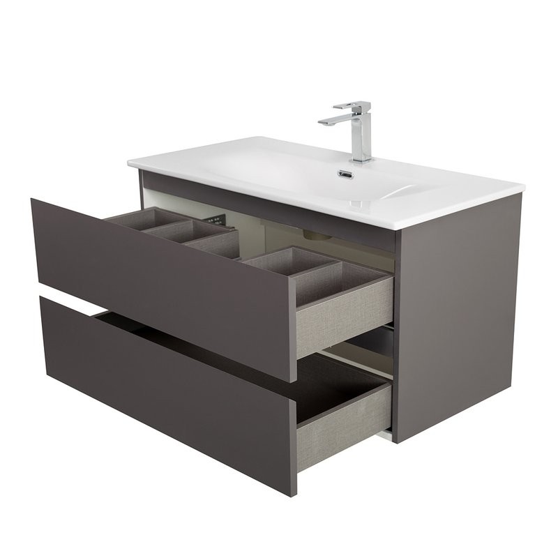 Тумба с раковиной BelBagno Kraft 80 подвесная, матовая темно-серая, раковина bb-8099-80