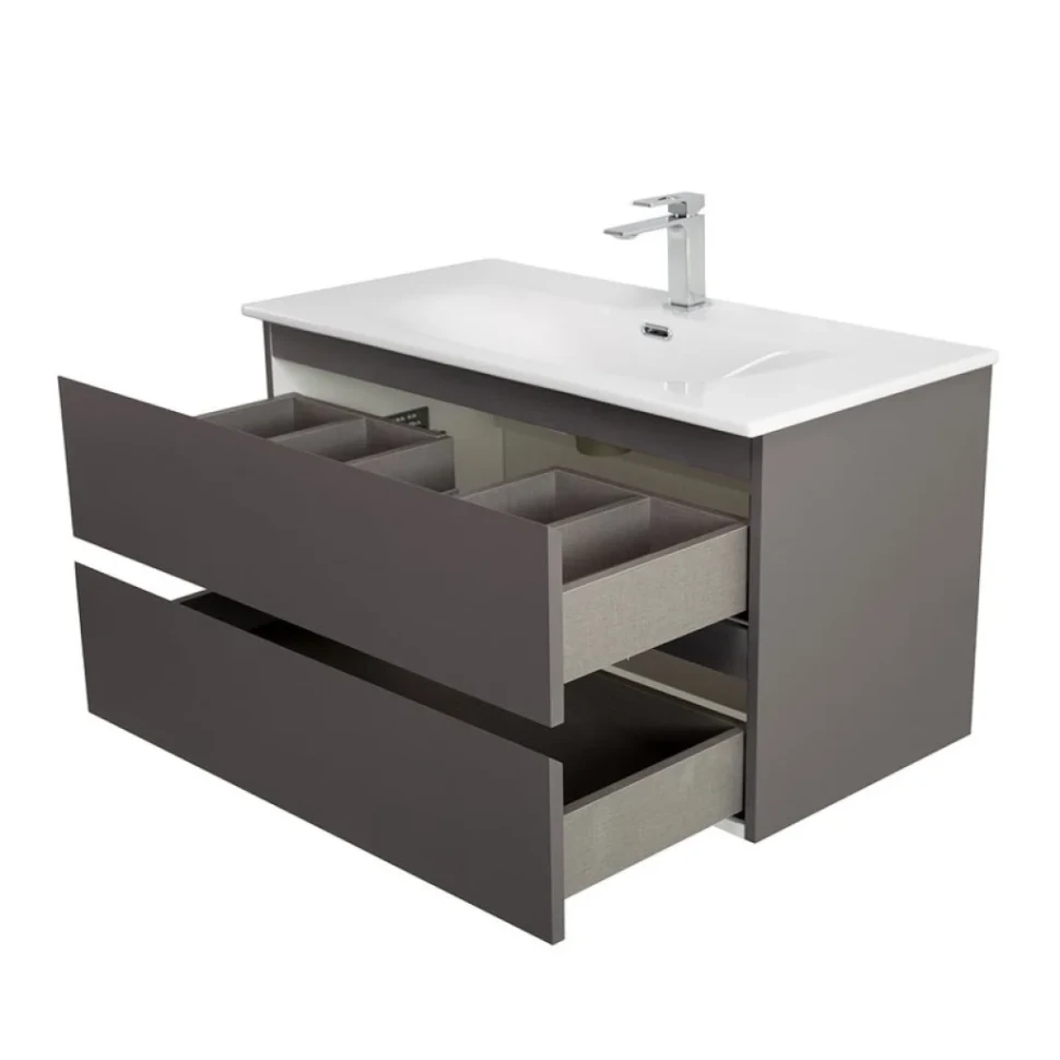 Тумба с раковиной BelBagno Kraft 80 подвесная, матовая темно-серая, раковина bb-8099-80