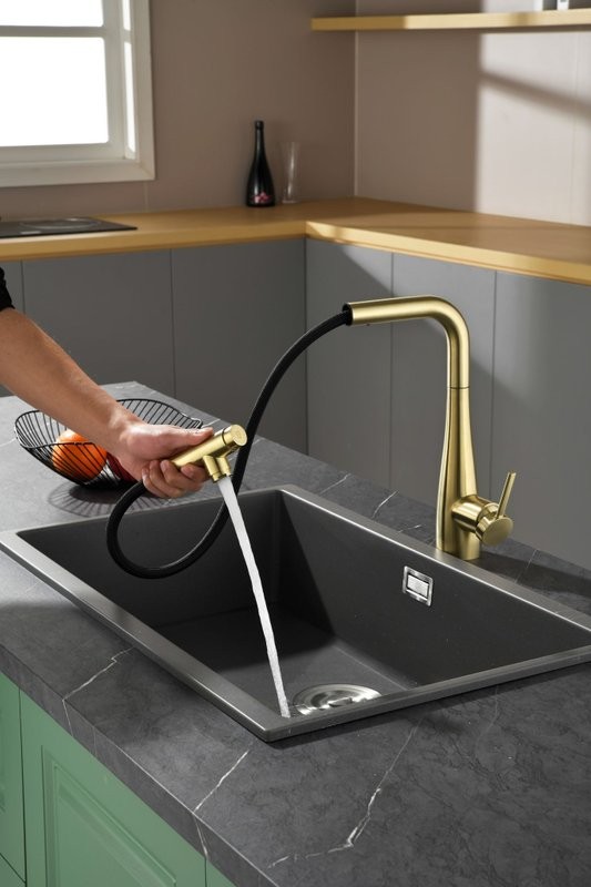 Смеситель для кухни AQUAme Cucina с выдвижным изливом AQM9902BG