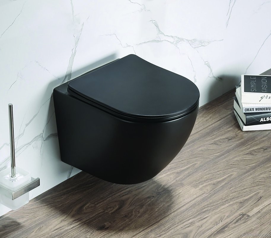 Унитаз подвесной Azario Gloria AZ-2003MB безободковый чёрный матовый