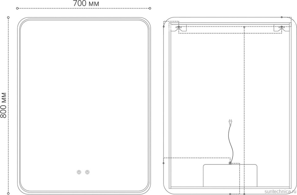Зеркало Grossman Elegans-норма 70 с подсветкой, с антизапотевателем