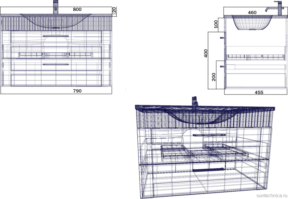 Тумба с раковиной Sanvit Турин 2 80, белая