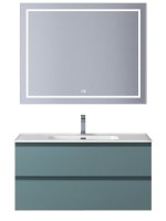 Мебель для ванной комнаты BelBagno Kraft 100 подвесная, матовая голубая, раковина bb1000etl