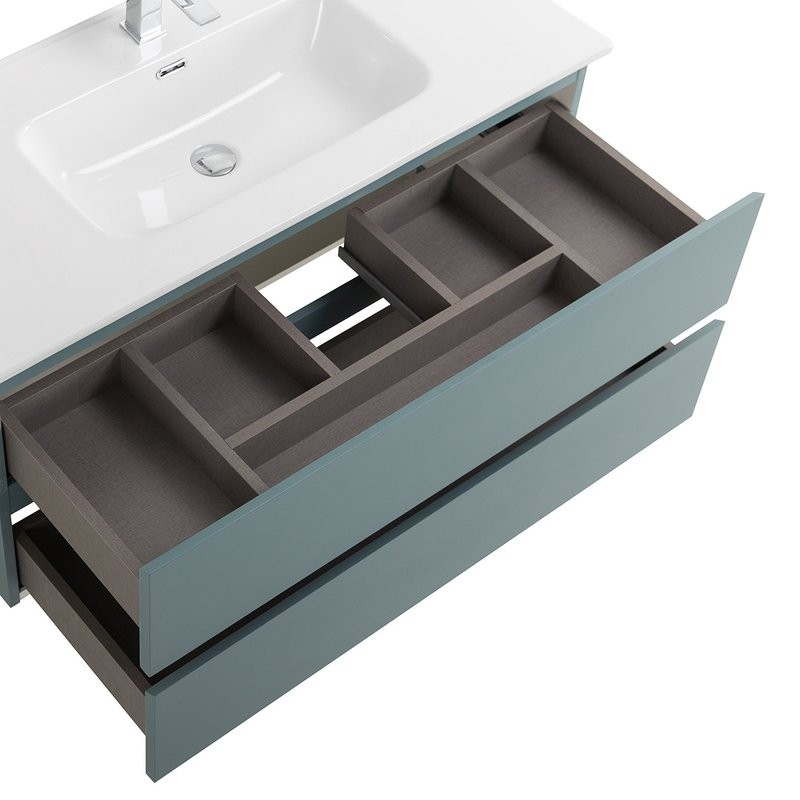 Мебель для ванной комнаты BelBagno Kraft 100 подвесная, матовая голубая, раковина bb1000etl