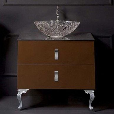 Тумба с раковиной Armadi Art NeoArt 80 шоколад с ручками Glaze хром, с ножками