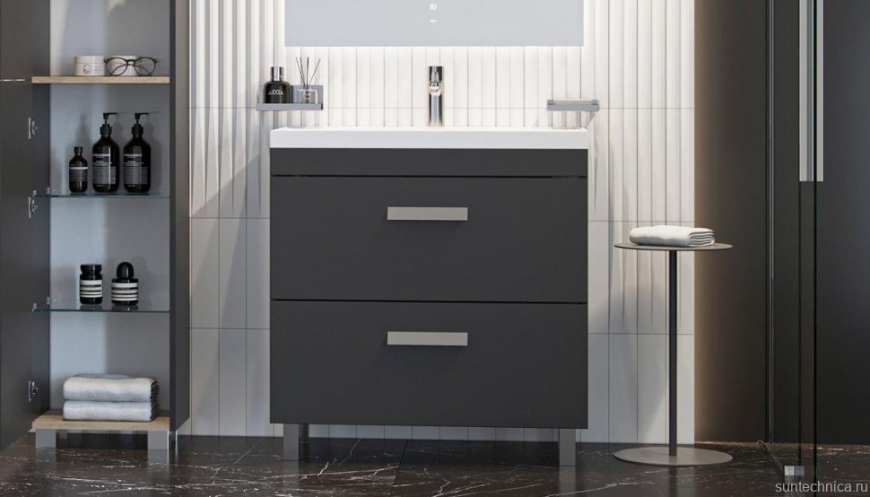 Тумба с раковиной Velvex Orlando 80 серая